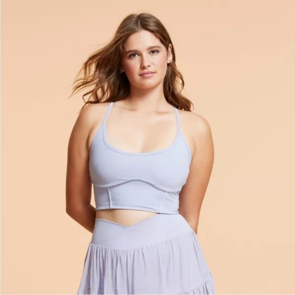 Blogilates Corset Crop Bralette Evening Gaze (light lavender) Size XS NWT